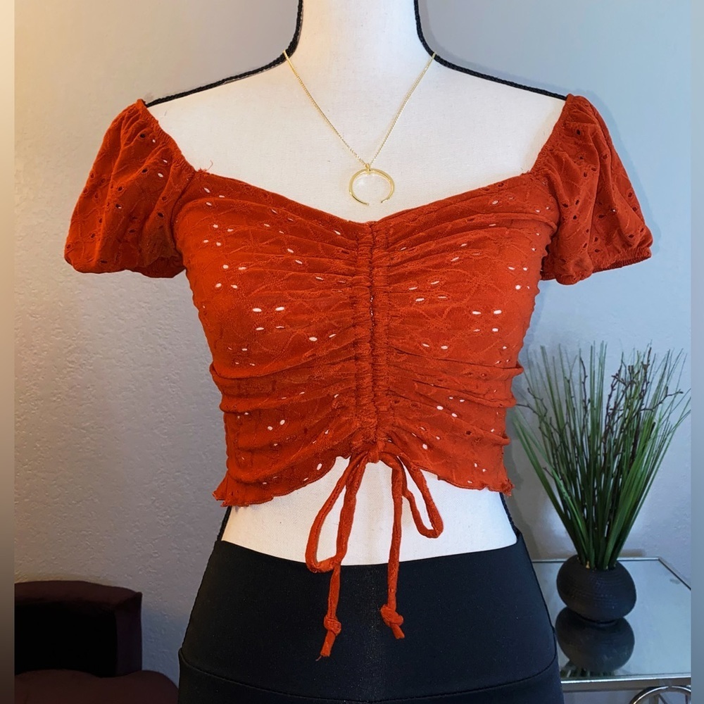 Cute Red Drawstring Top